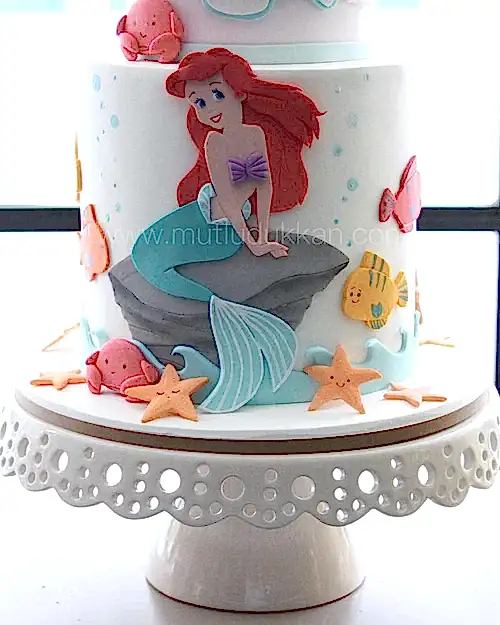 ariel pasta – deniz kızı temalı kız doğum günü pastası