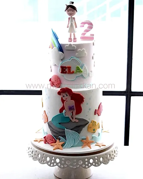 ariel pasta – deniz kızı temalı kız doğum günü pastası