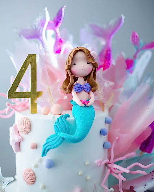 deniz kızı pastası – renkli şeker süslemeli kız pastası