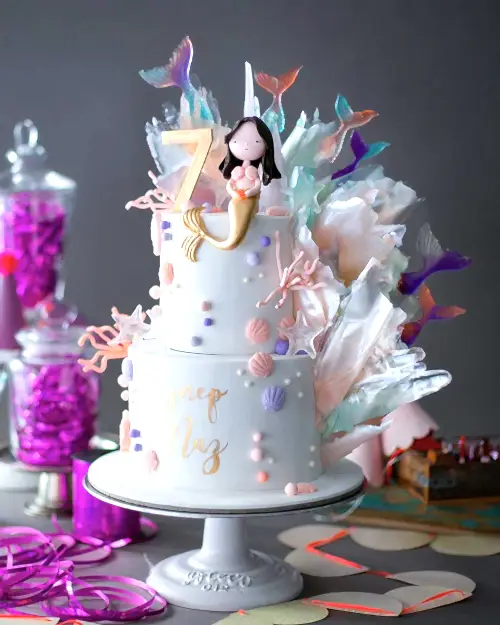 deniz kızı temalı pasta – kız çocuk doğum günü pastası