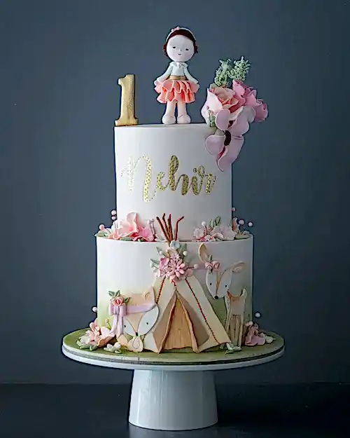 orman hayvanları pasta – bohem kız çocuk pastası