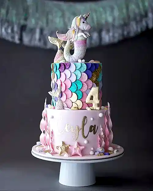 unicorn denizatı pasta – deniz temalı kız çocuk pastası