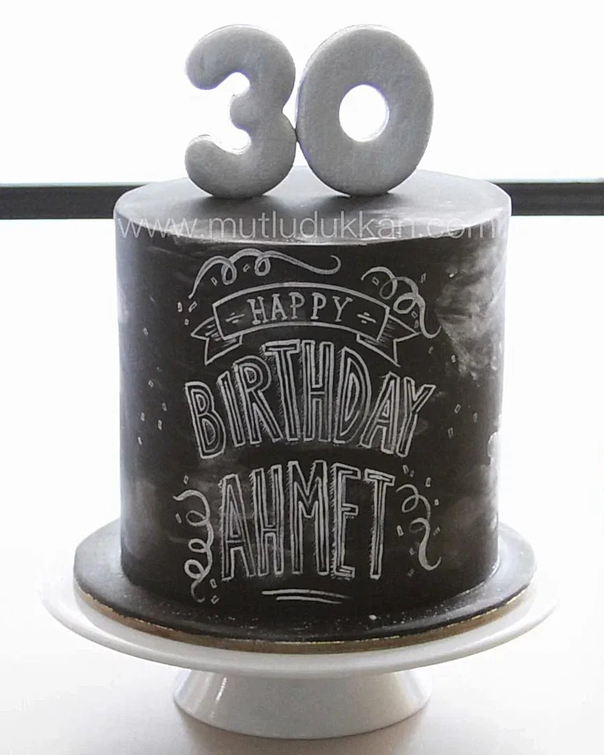 30 yaş pastası – siyah tahta temalı erkek doğum günü pastası
