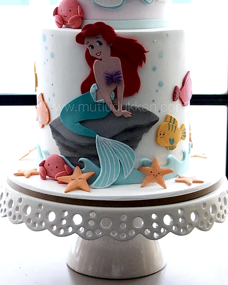 ariel pasta – deniz kızı temalı kız doğum günü pastası