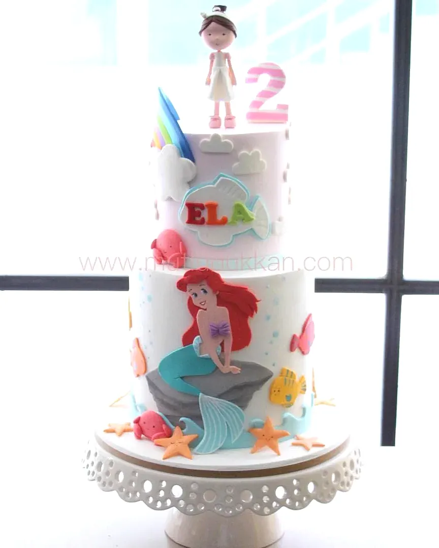 ariel pasta – deniz kızı temalı kız doğum günü pastası