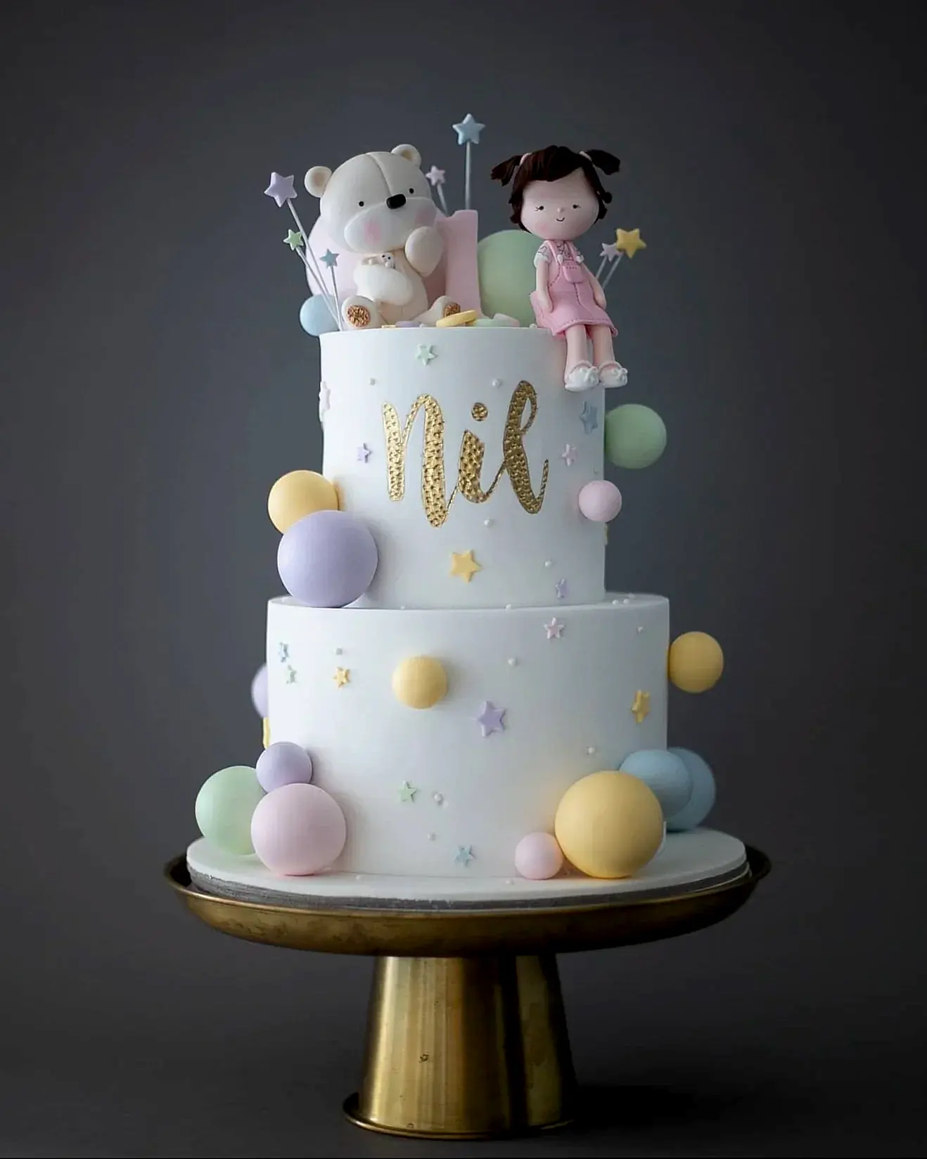 ayıcık pasta – renkli top süslemeli kız çocuk pastası