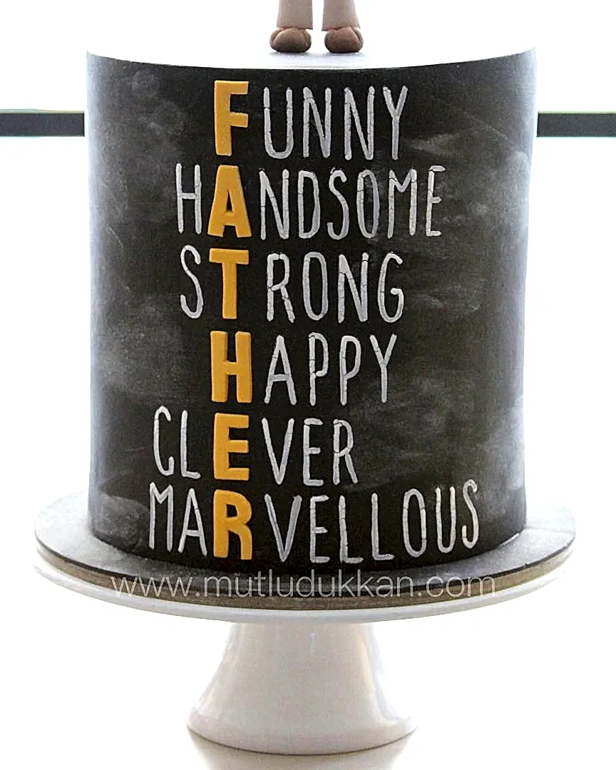 baba pasta – father yazılı siyah babalar günü pastası