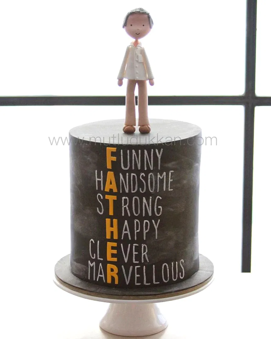 baba pasta – father yazılı siyah babalar günü pastası