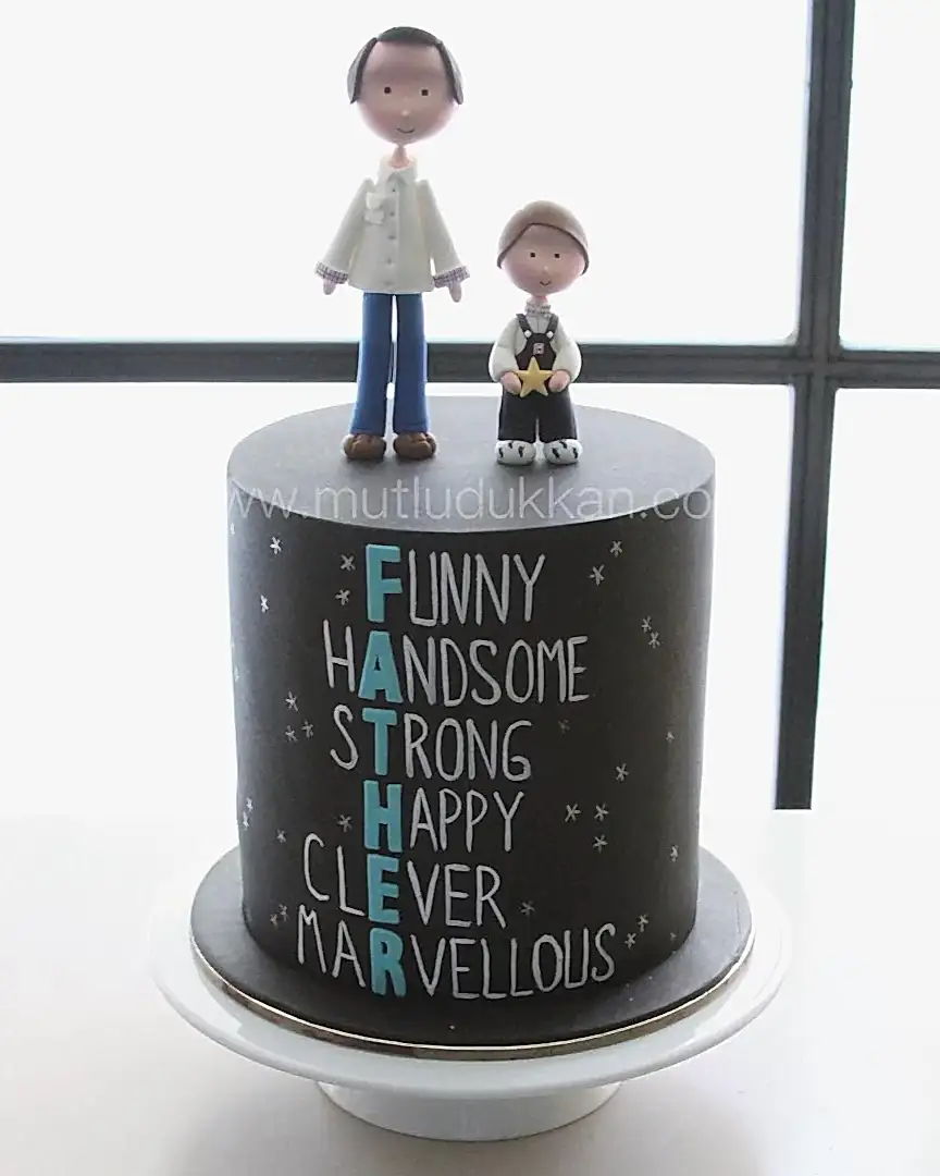 babalar günü pastası – kara tahta temalı siyah pasta