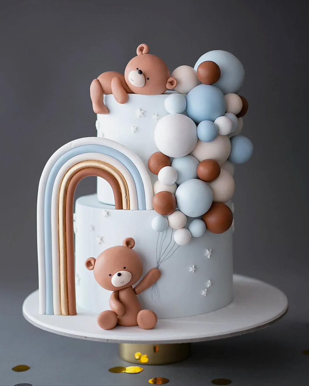 balon pasta – ayıcık figürlü bebek doğum pastası