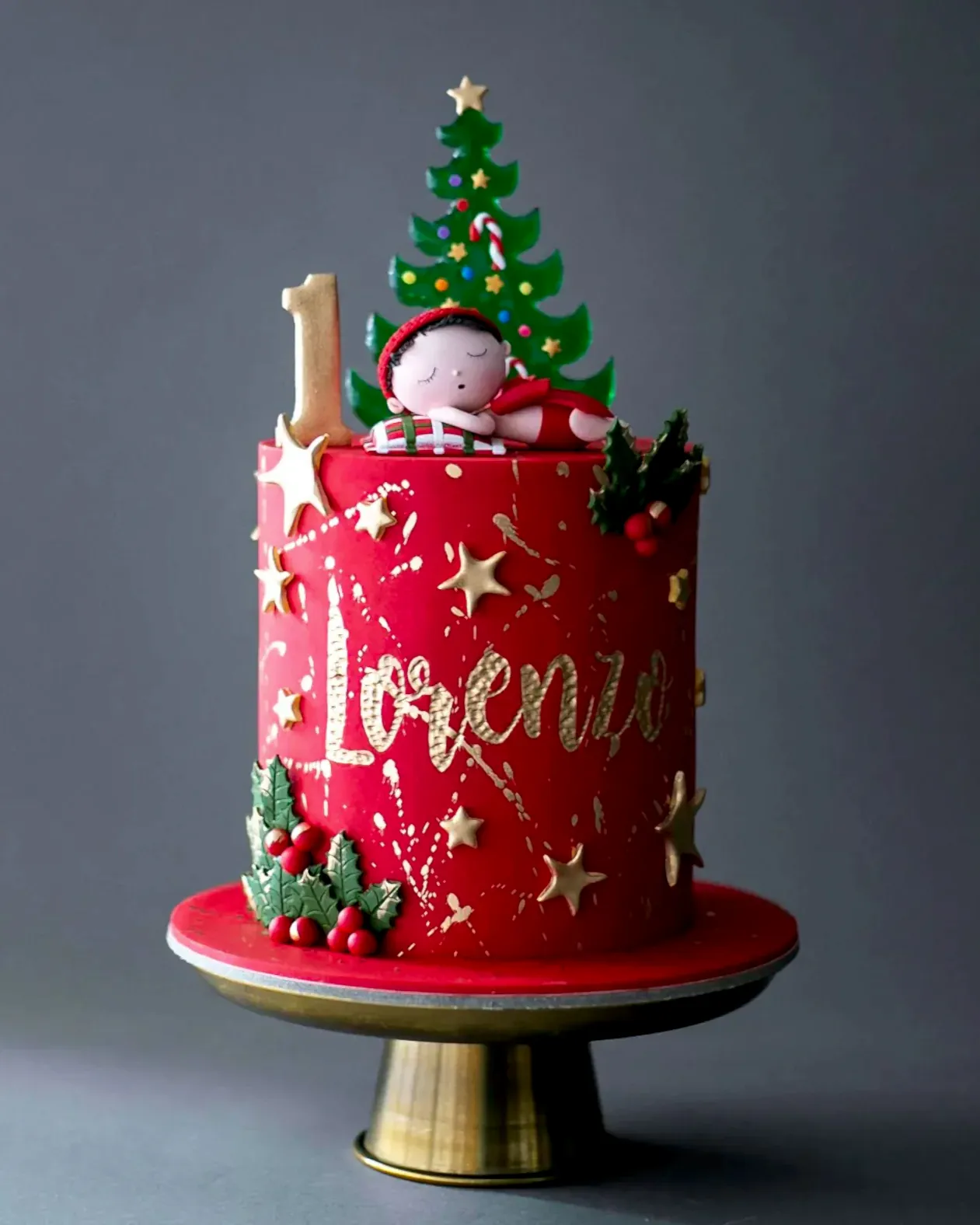 Bebek Pasta – Yılbaşı Temalı 1 Yaş Doğum Günü Pastası