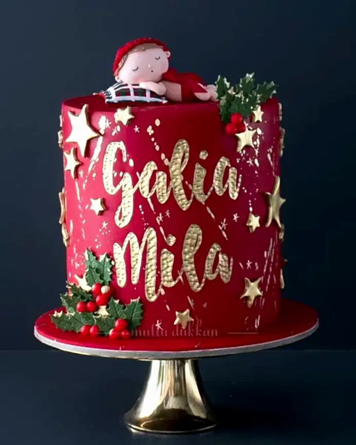 bebek pasta – yılbaşı temalı baby shower pastası