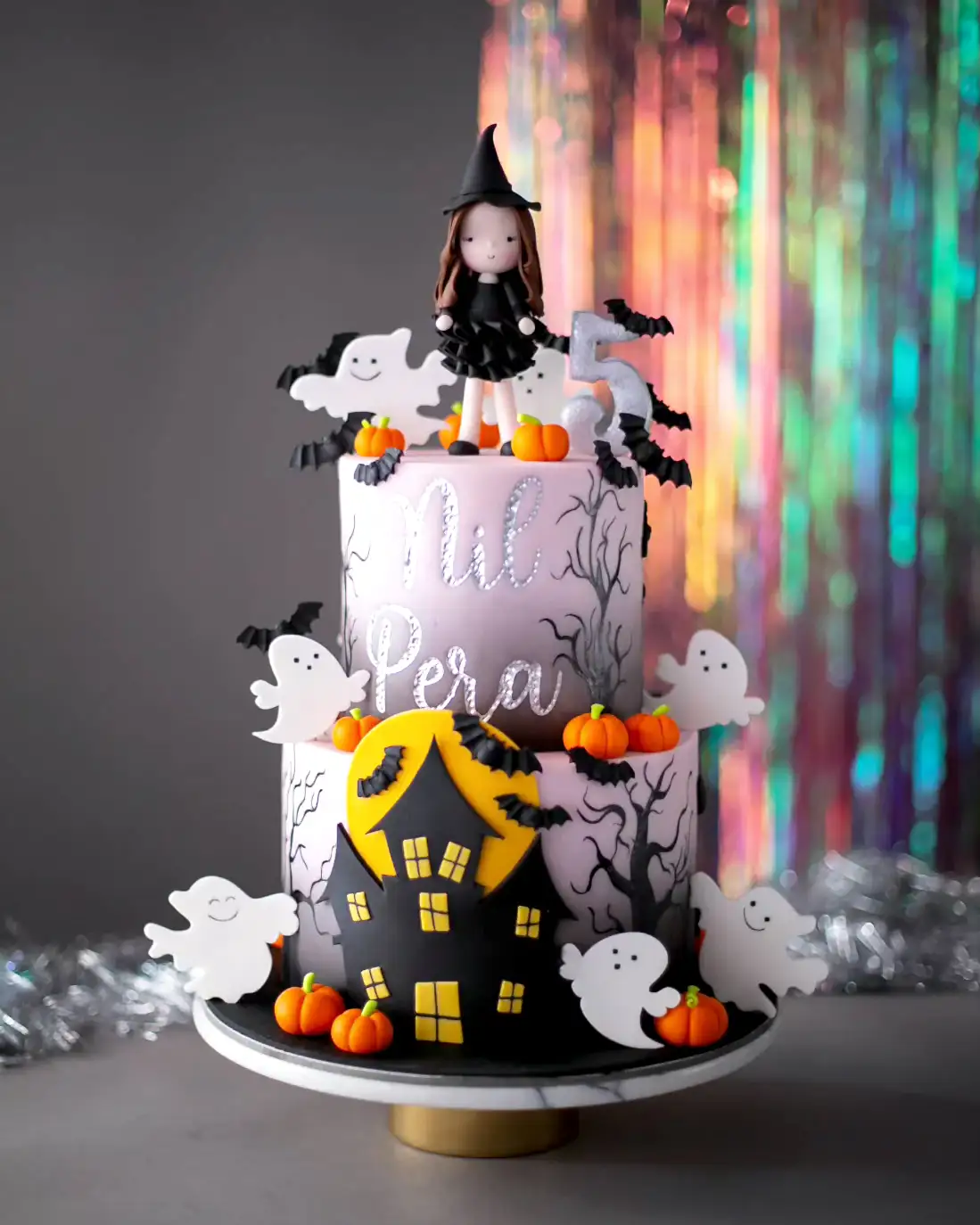 cadılar bayramı pasta – hayalet ev süslemeli kız pastası
