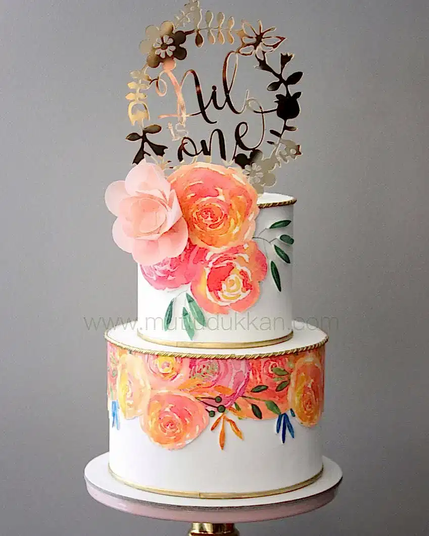 çiçek pasta – canlı renkli kız doğum günü pastası