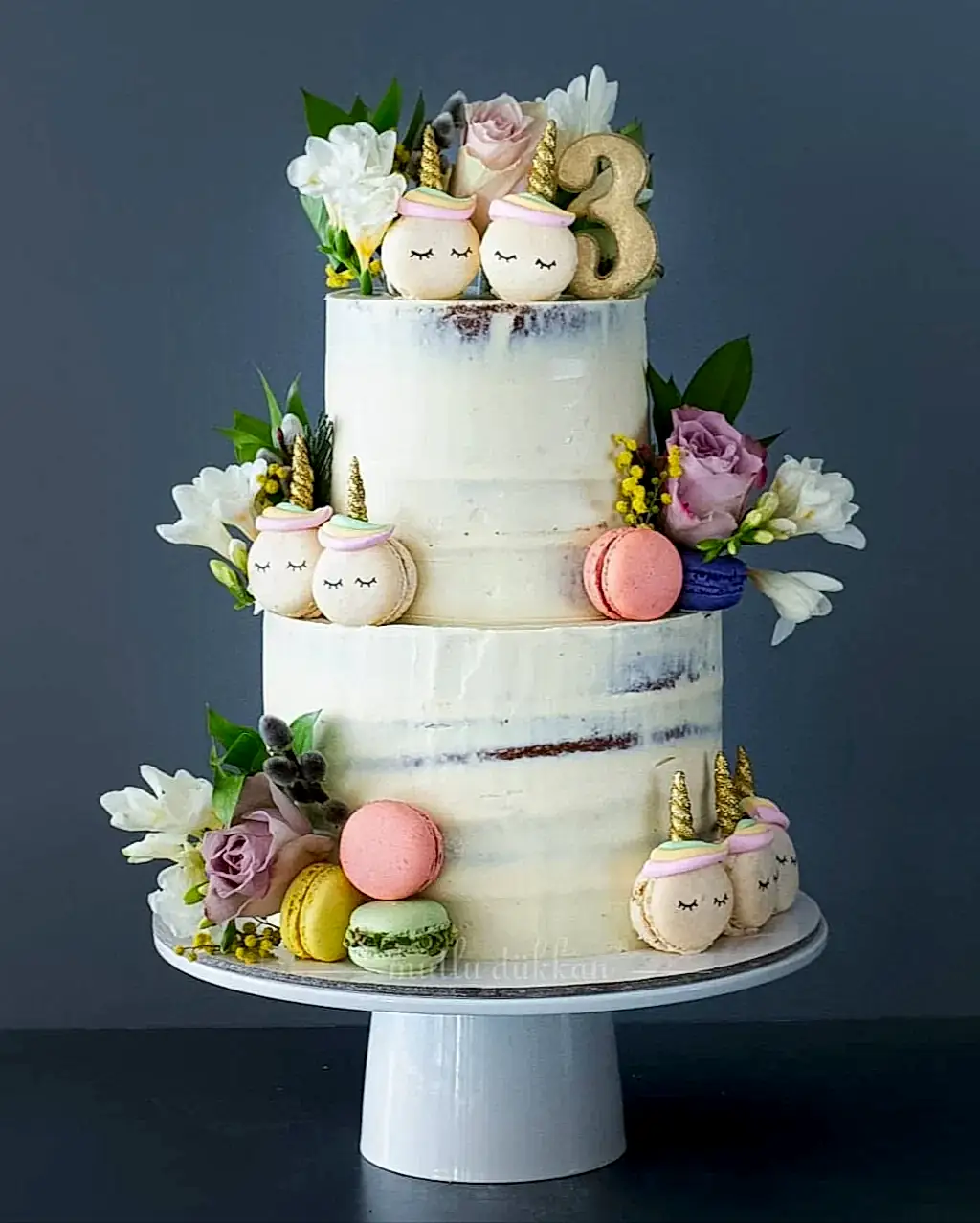 çiçek pasta – sade kız doğum günü pastası (naked cake)