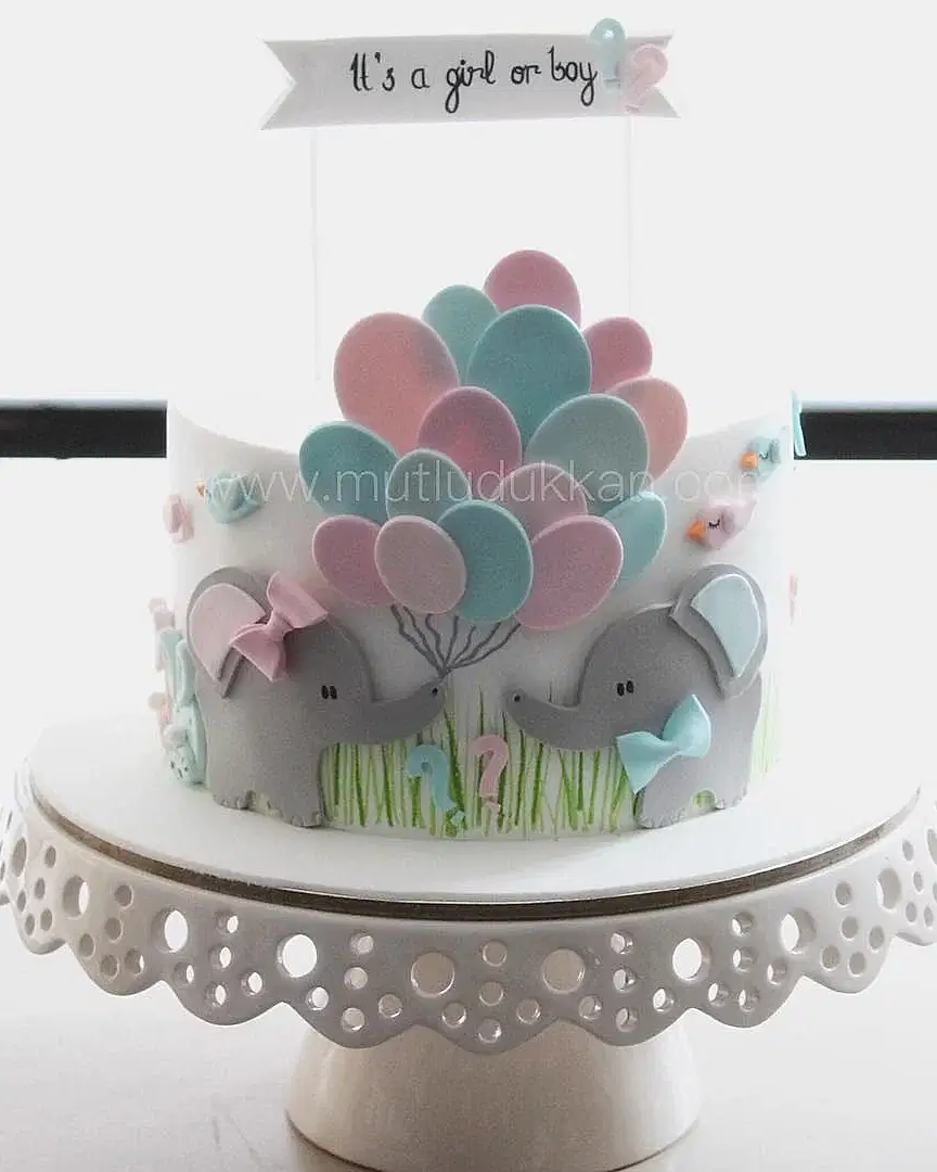 cinsiyet partisi pastası – pembe ve mavi balonlu pasta