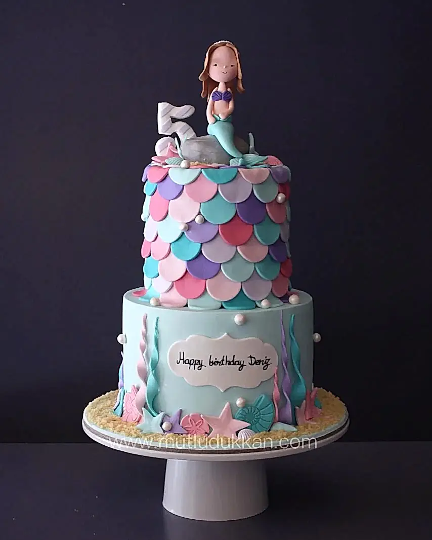 deniz kızı pasta – balık pulu temalı kız çocuk pastası