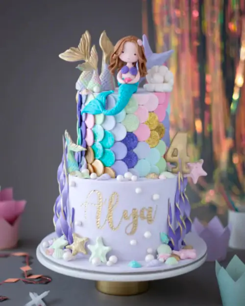 deniz kızı pasta – renkli balık pulu temalı kız pastası