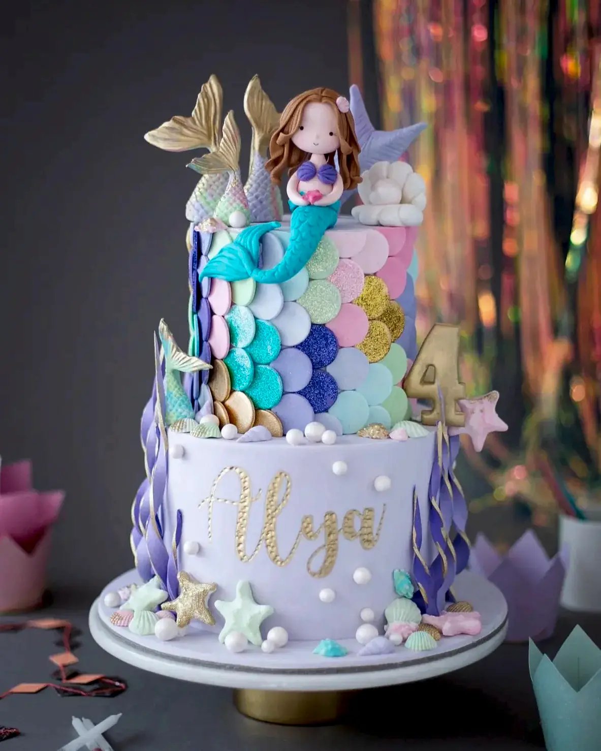 deniz kızı pasta – renkli balık pulu temalı kız pastası