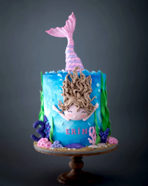 deniz kızı pasta – su altı temalı kız doğum günü pastası