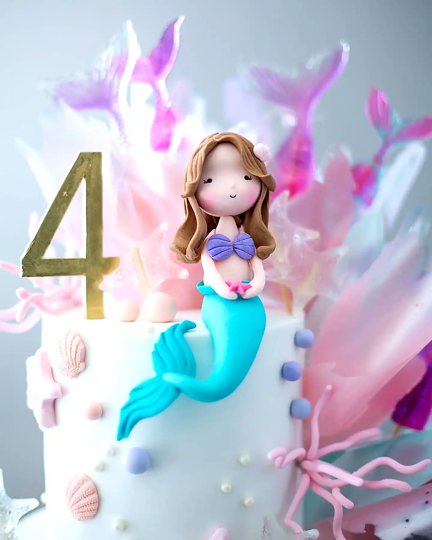 deniz kızı pastası – renkli şeker süslemeli kız pastası