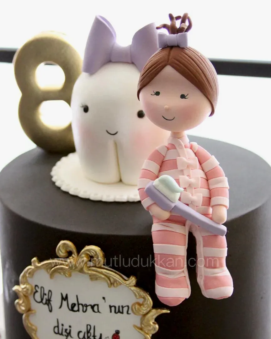 diş buğdayı pastası – kız çocuk figürlü ilk diş pastası