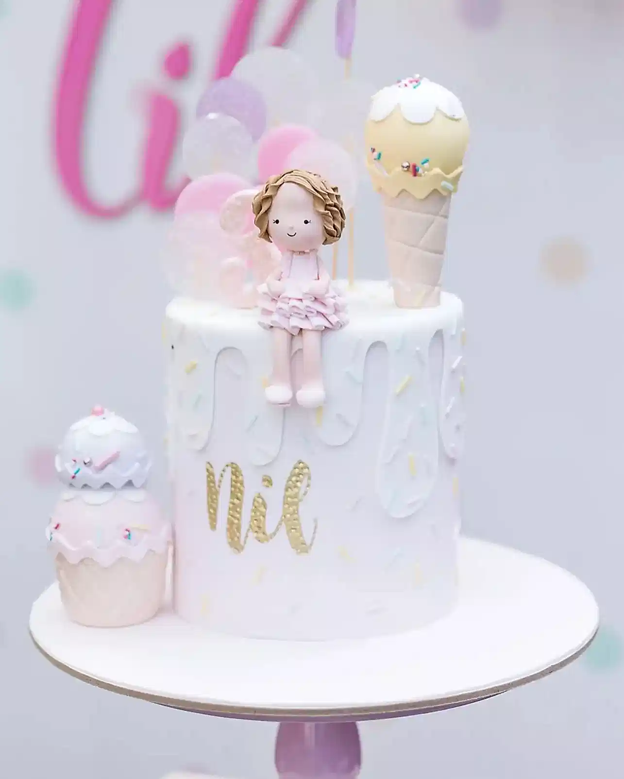 dondurma pasta – lolipop ve kız çocuk doğum günü pastası