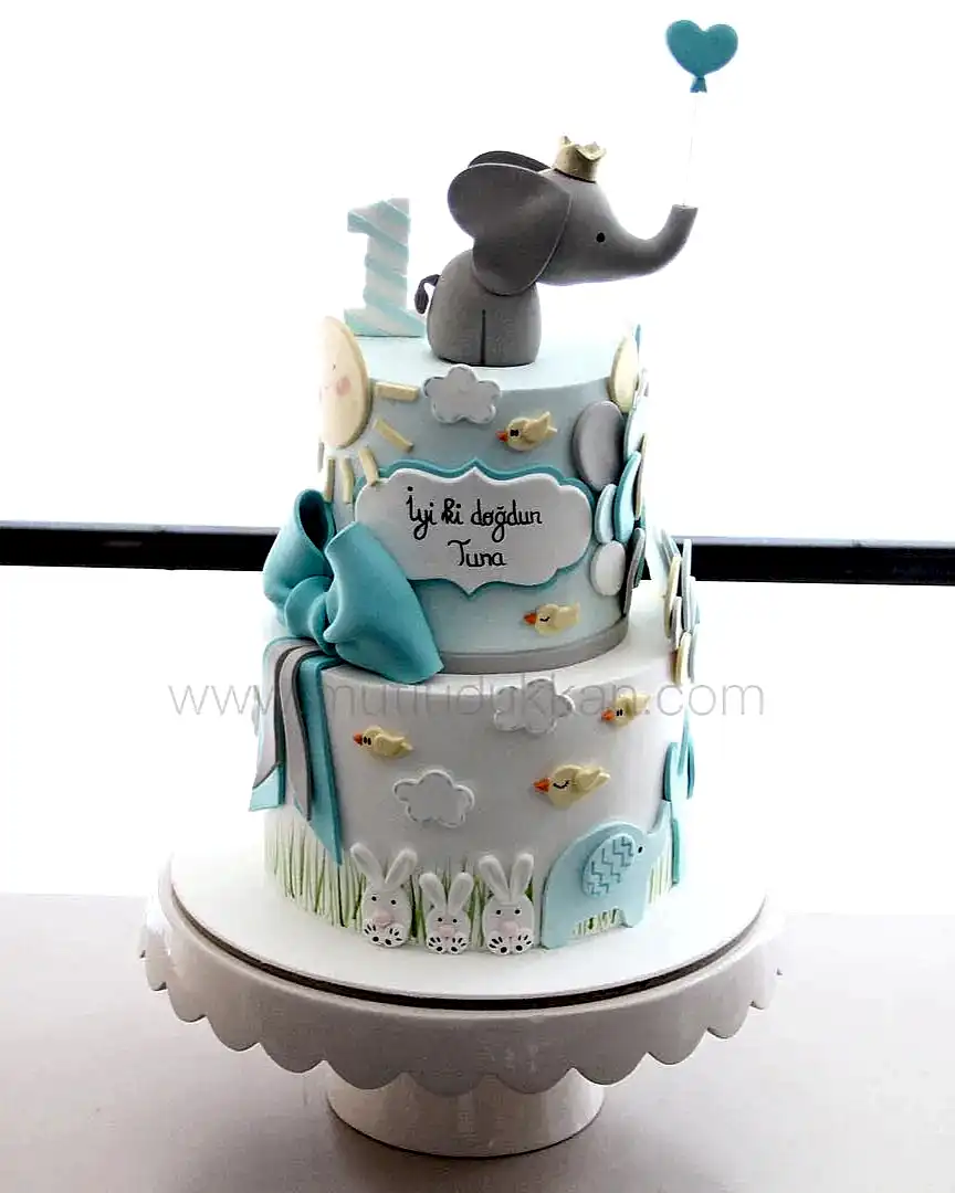 fil pasta – hayvan süslemeli erkek çocuk pastası