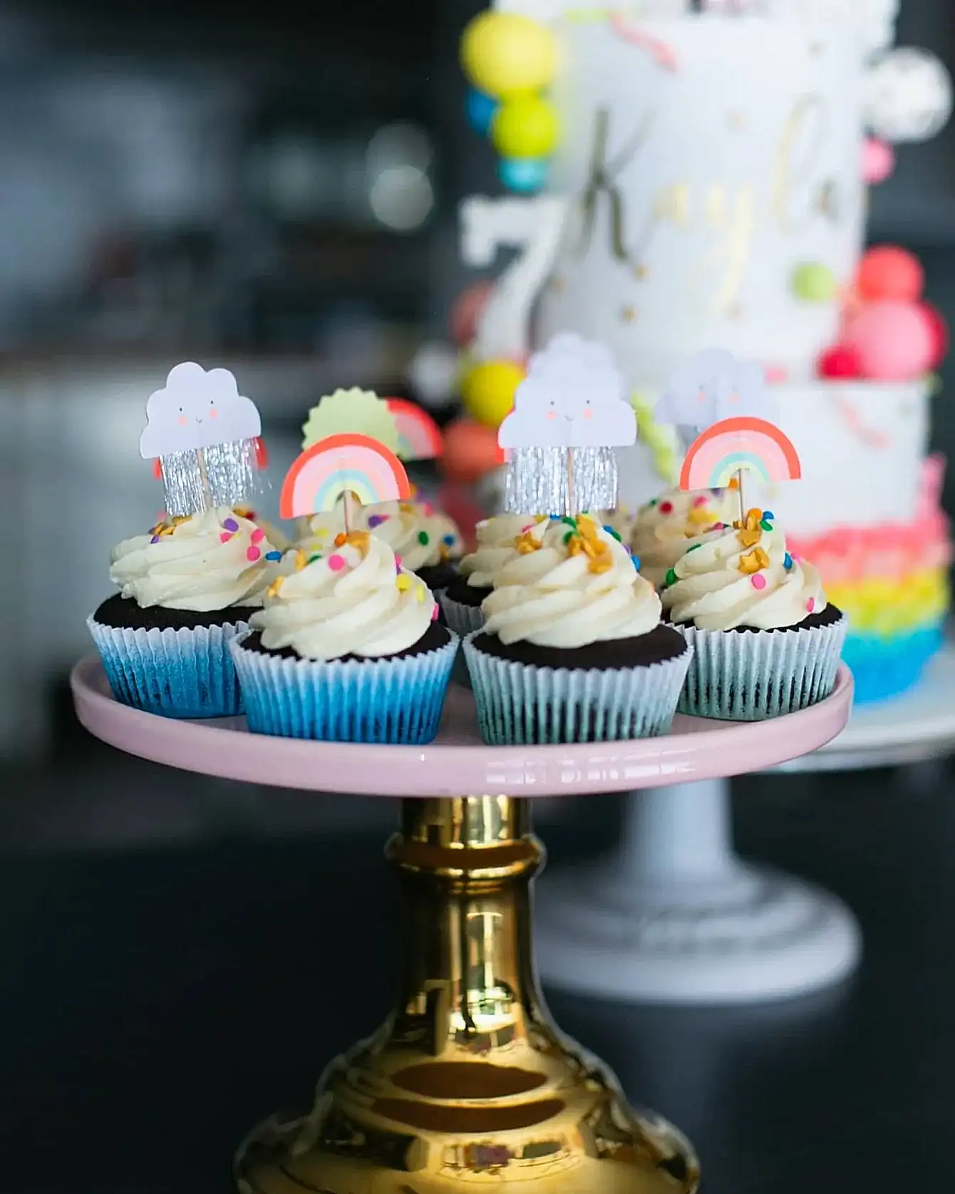 gökkuşağı cupcake – meri meri parti malzemeli cupcake