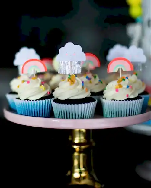 gökkuşağı cupcake – meri meri parti malzemeli cupcake