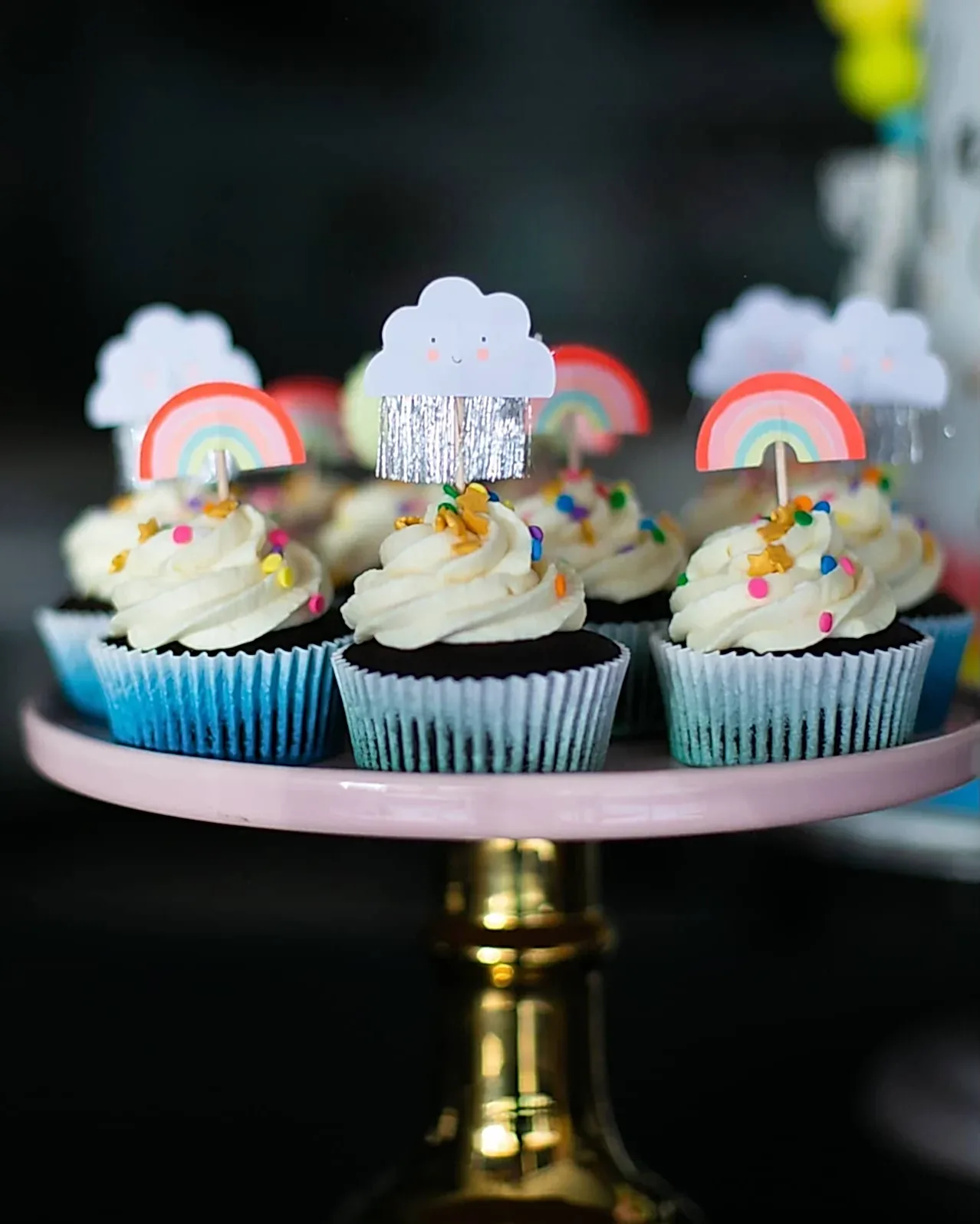 gökkuşağı cupcake – meri meri parti malzemeli cupcake