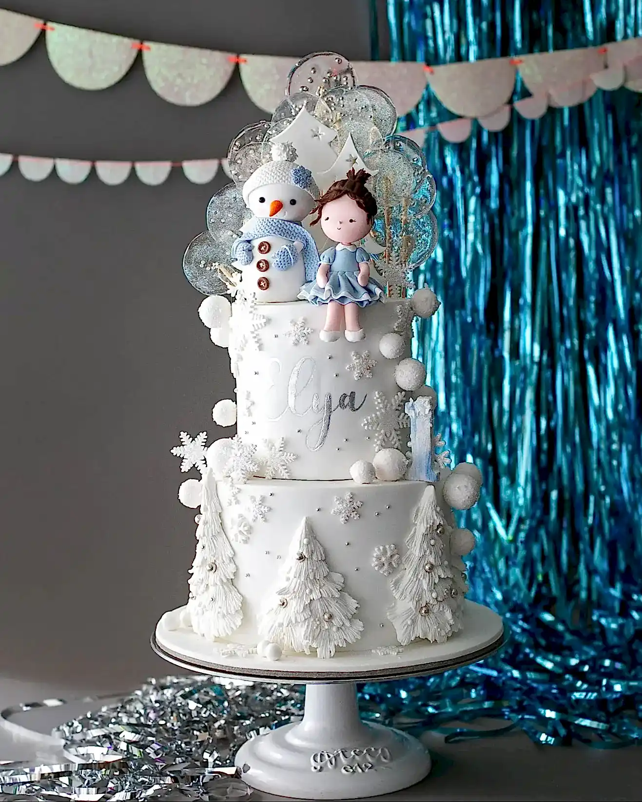 kar pasta – kardan adam ve çam ağaçlı kız pastası