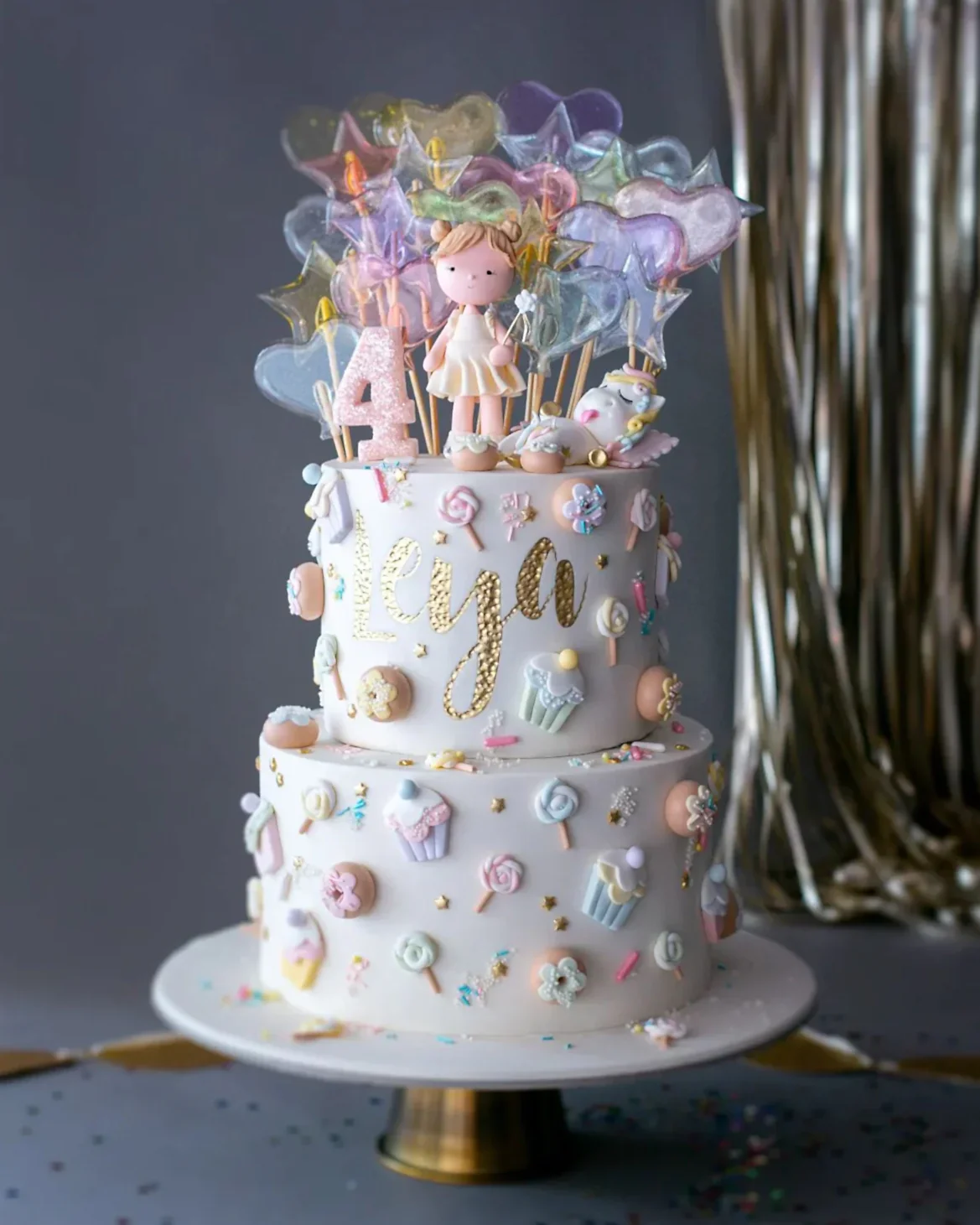 lolipop şeker pasta – pudra tonlarda kız çocuk pastası