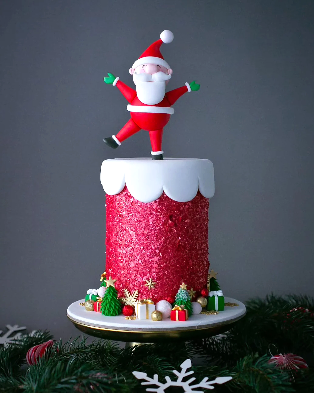 noel baba pasta – hediye süslemeli yılbaşı parti pastası