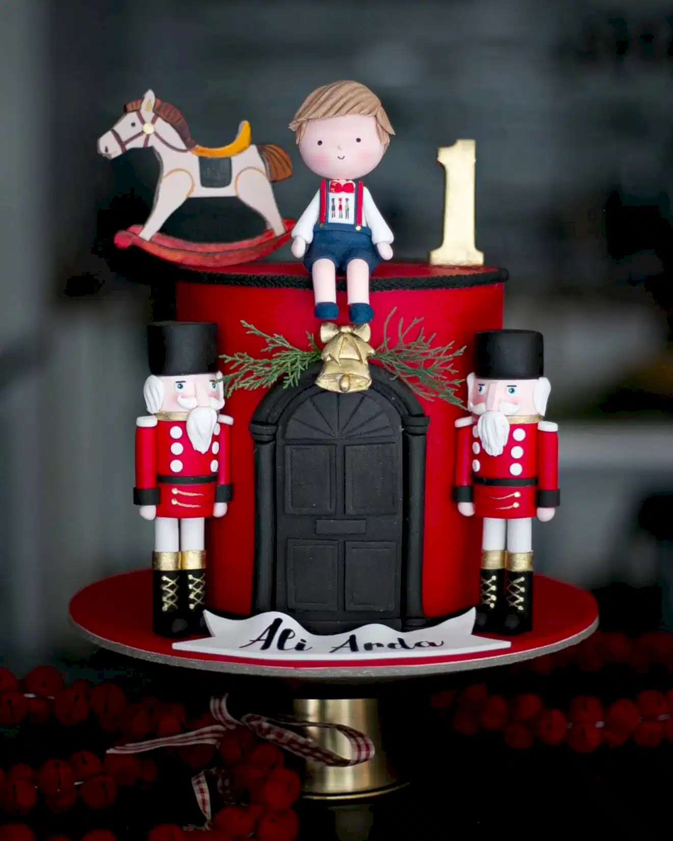 noel pasta – kurşun asker süslü erkek bebek pastası