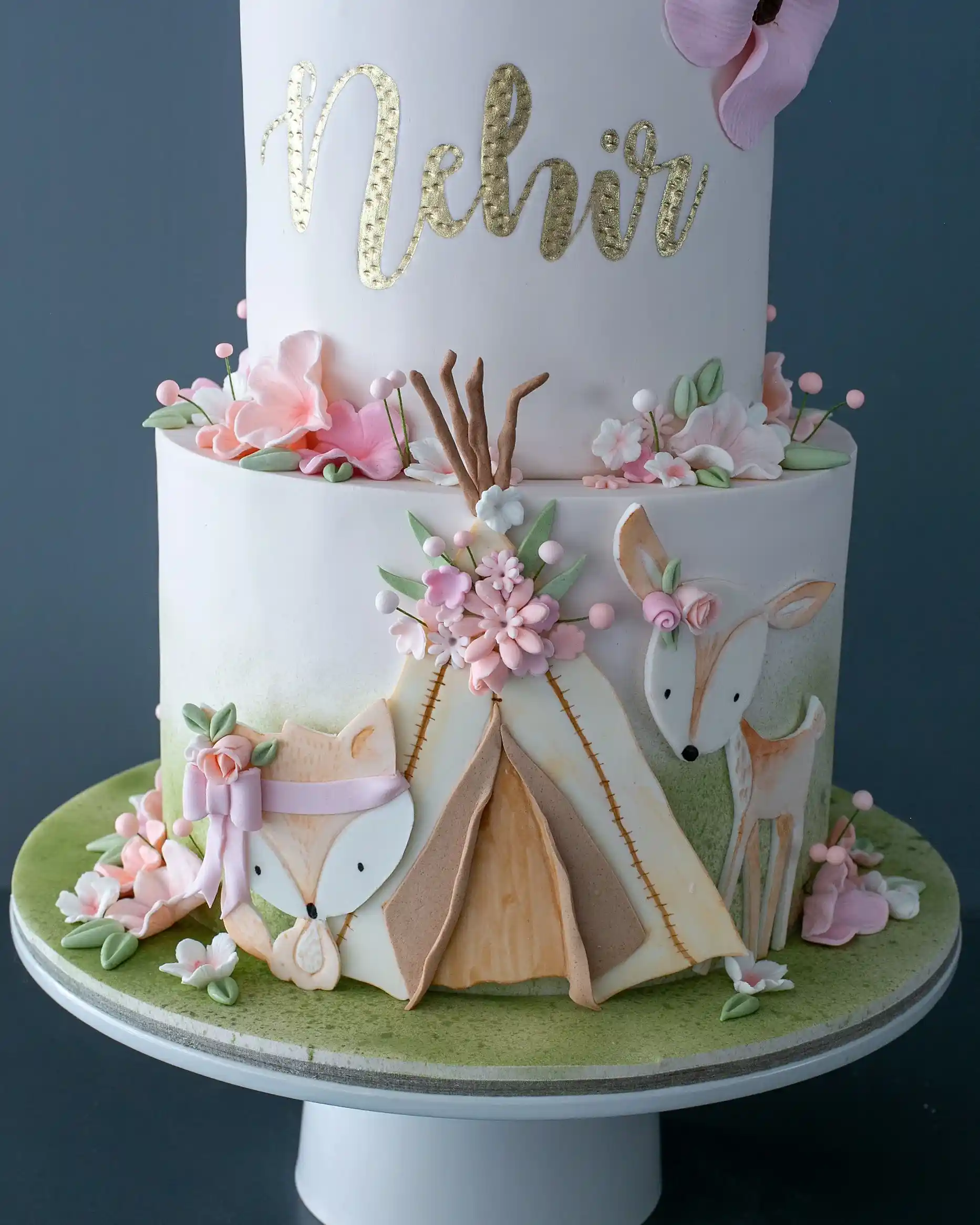 orman hayvanları pasta – bohem kız çocuk pastası