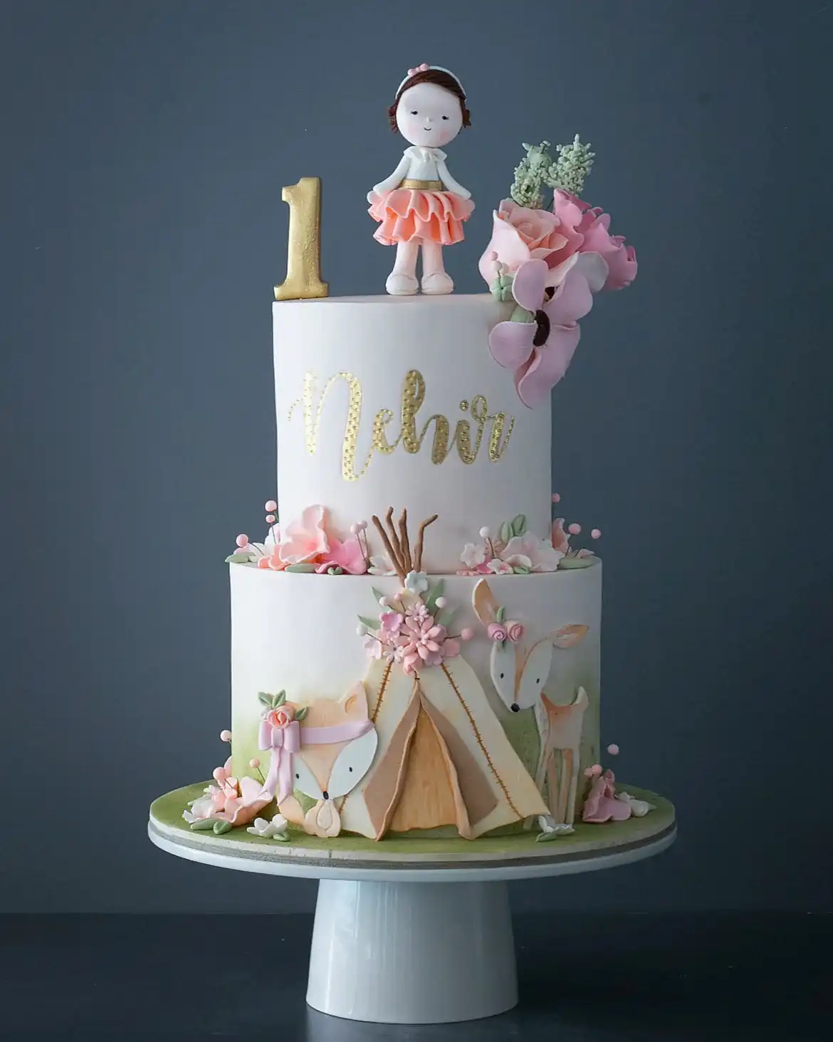 orman hayvanları pasta – bohem kız çocuk pastası