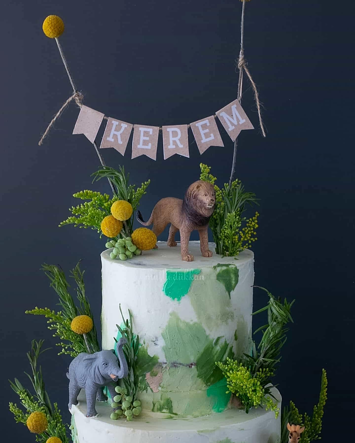 orman pasta – safari temalı doğal figürlü erkek çocuk pastası