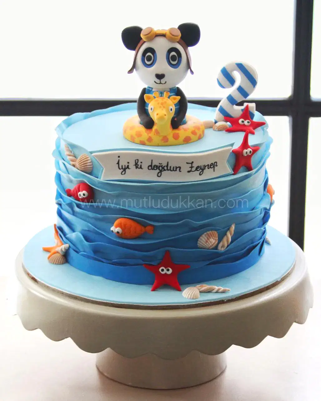 panda chu pasta – deniz temalı 2 yaş çocuk pastası