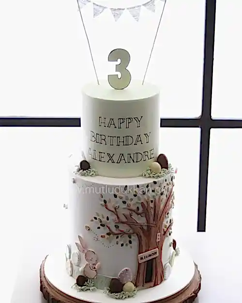 paskalya pasta – yumurta ve tavşan süslemeli çocuk pastası