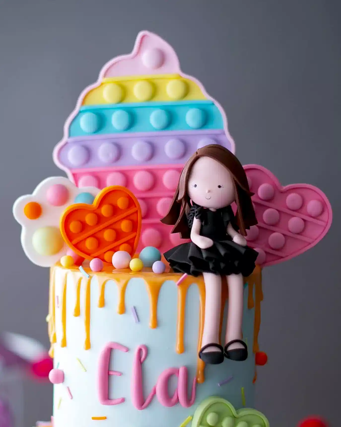 pop it pasta – rengarenk kız çocuk doğum günü pastası