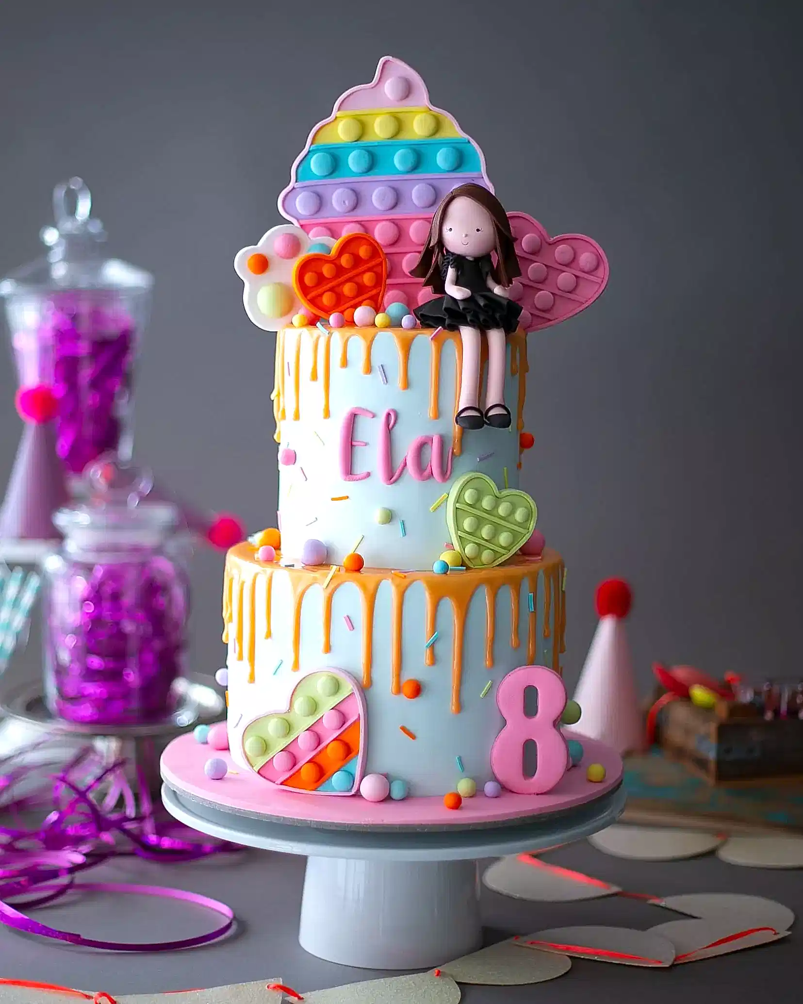 pop it pasta – rengarenk kız çocuk doğum günü pastası