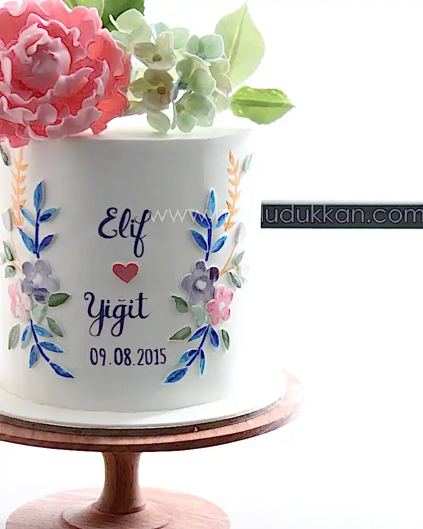 şakayık pasta – pembe çiçekli söz pastası