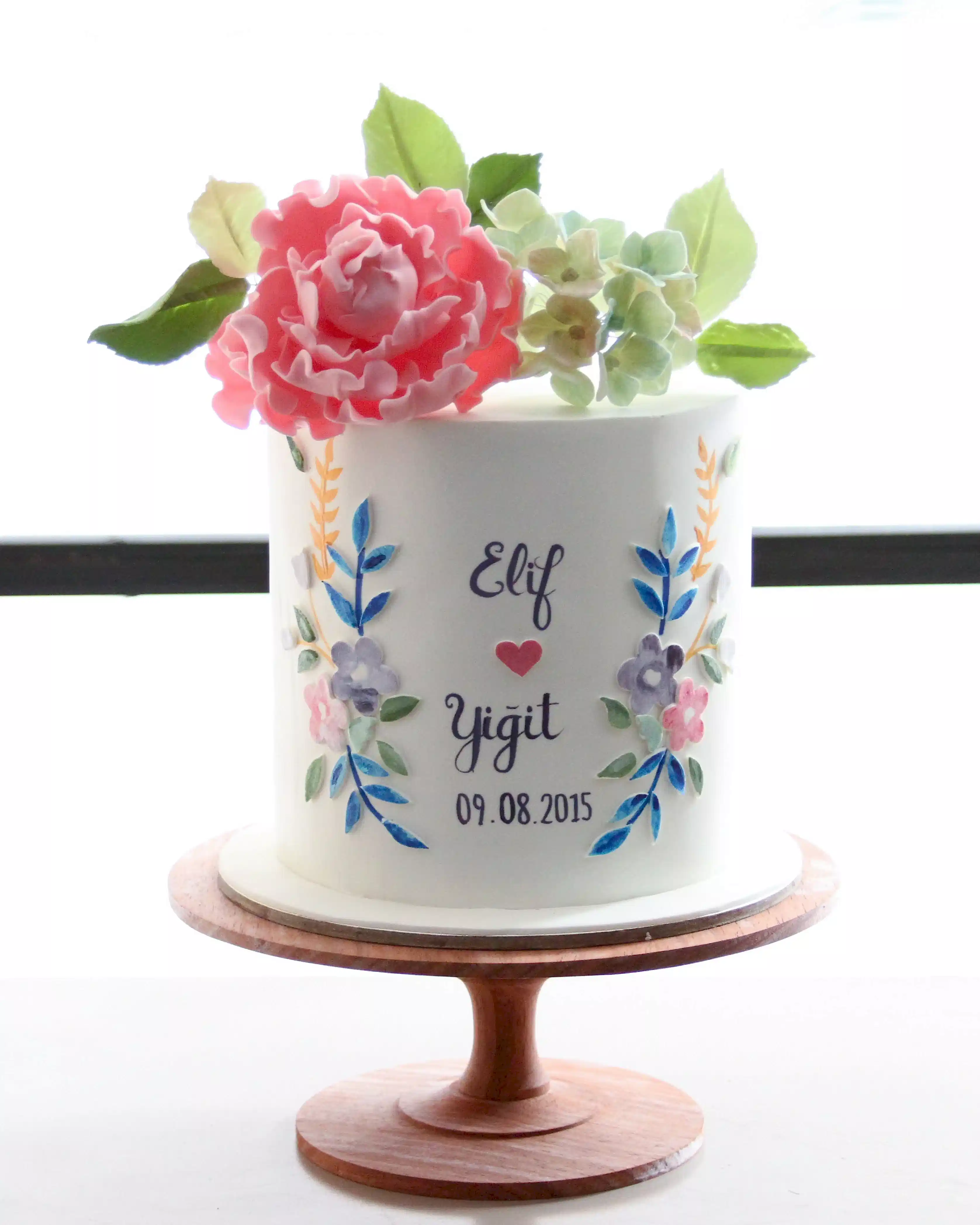 şakayık pasta – pembe çiçekli söz pastası