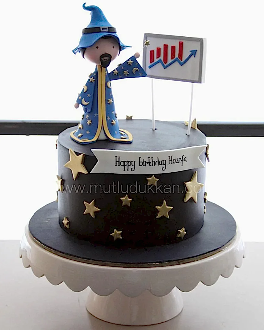 sihirbaz patron pasta – artan satışlar temalı iş adamı pastası