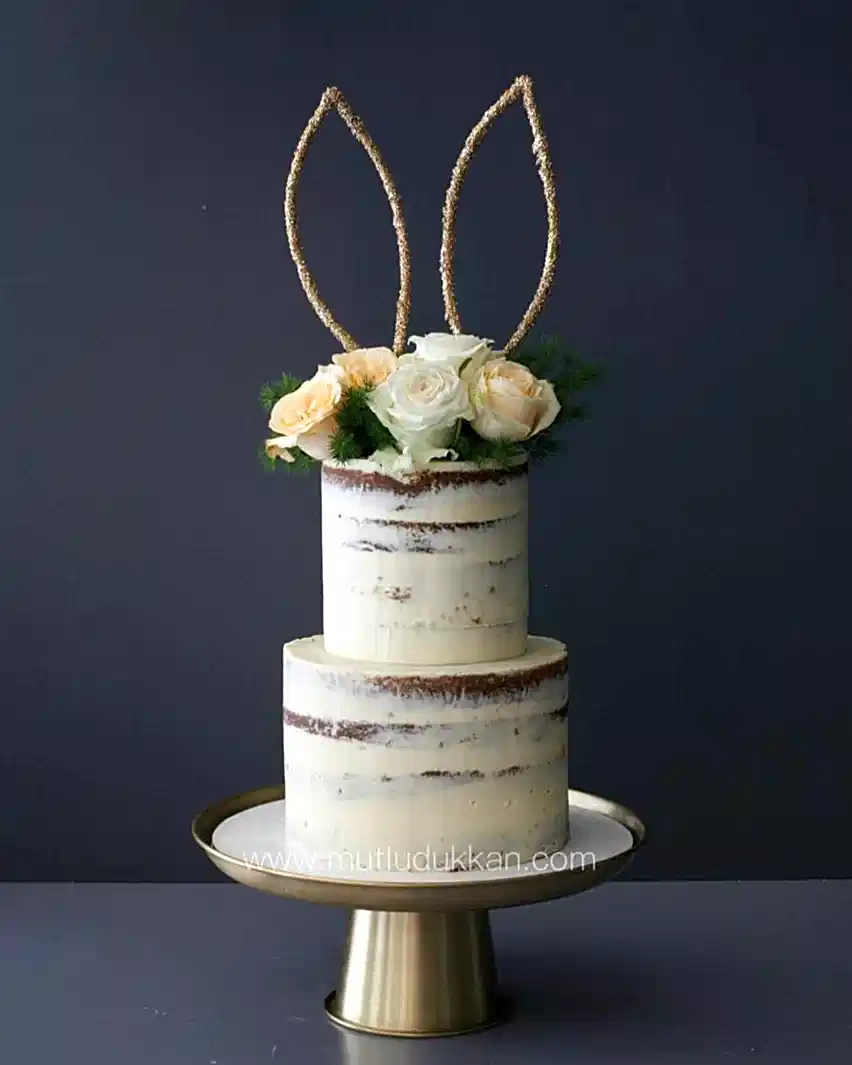 Tavşan Kulağı Temalı Çocuk Doğum Günü Pastası