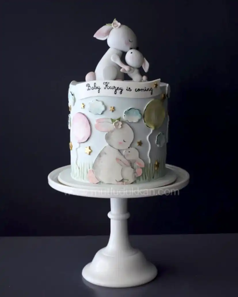 tavşan pasta – anne ve bebek temalı baby shower pastası