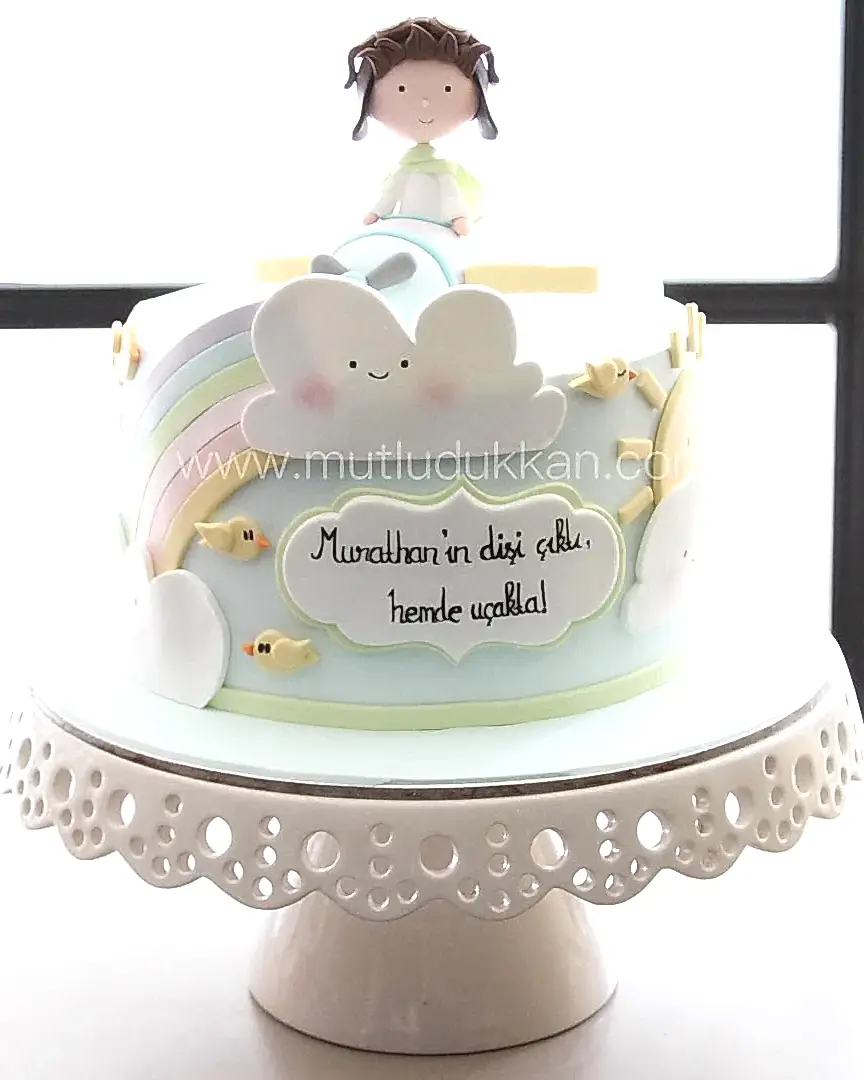 uçak pasta – gökyüzü temalı erkek diş buğdayı pastası