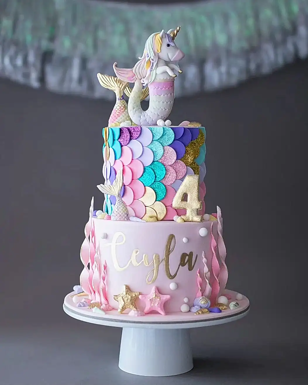unicorn denizatı pasta – deniz temalı kız çocuk pastası