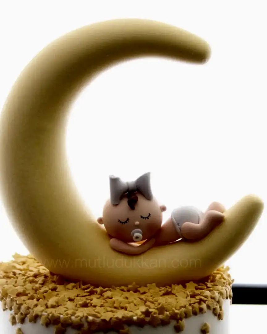 uyuyan bebek pasta – kız baby shower pastası